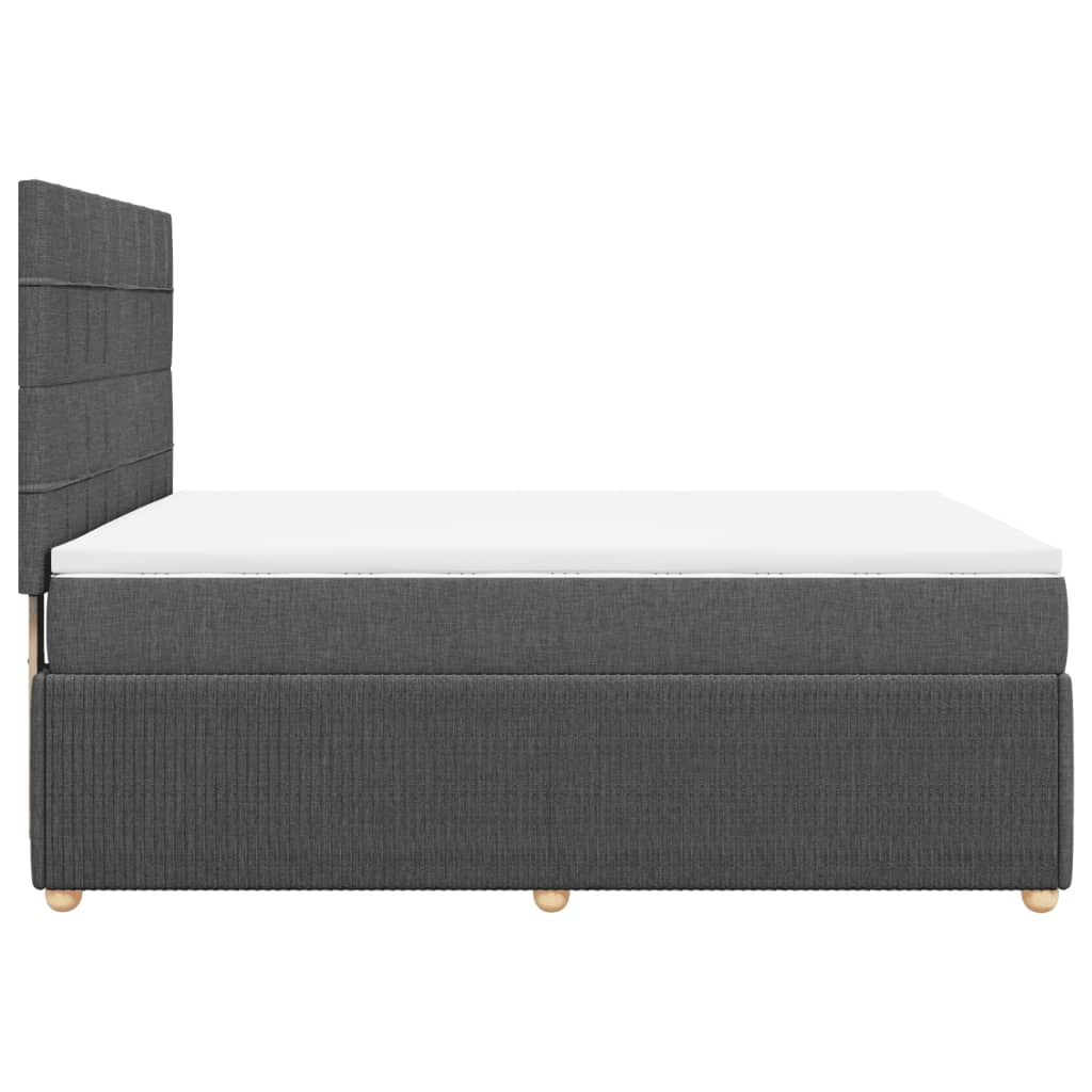 Boxspring met matras stof donkergrijs 140x200 cm