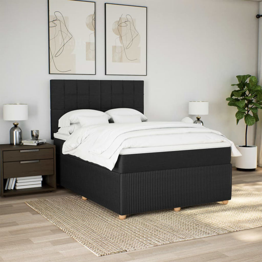Boxspring met matras stof zwart 140x200 cm