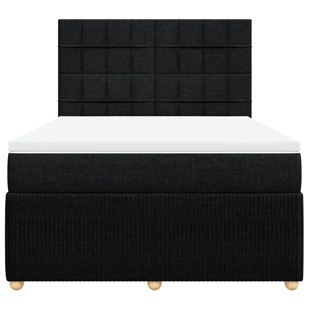 Boxspring met matras stof zwart 140x200 cm