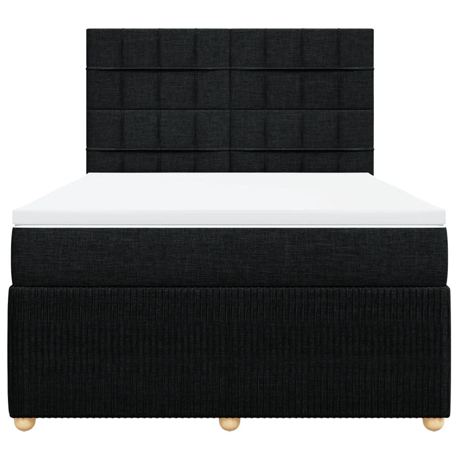 Boxspring met matras stof zwart 140x200 cm
