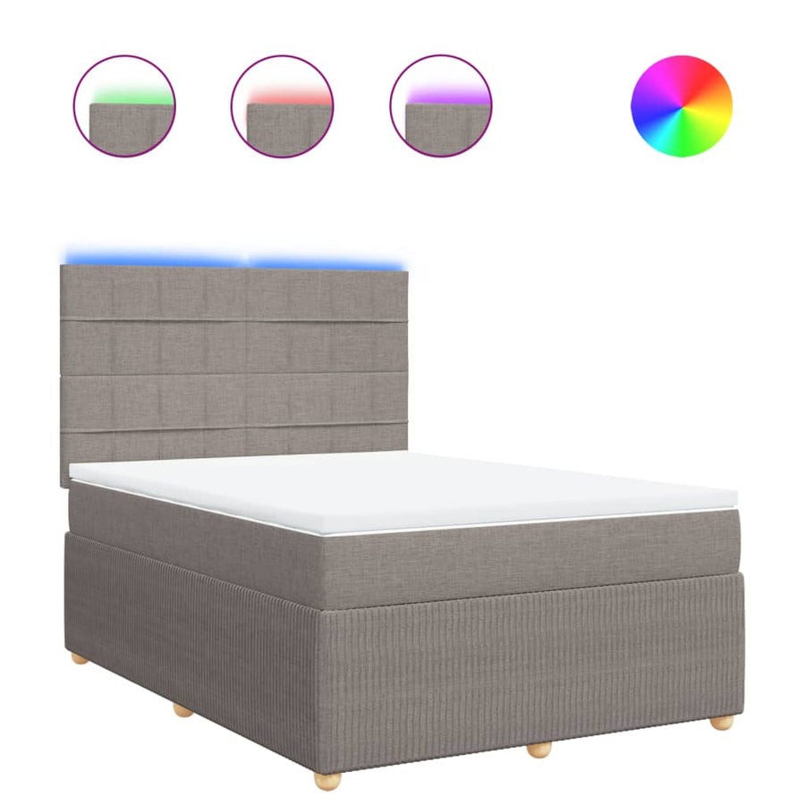 Boxspring met matras stof taupe 140x200 cm
