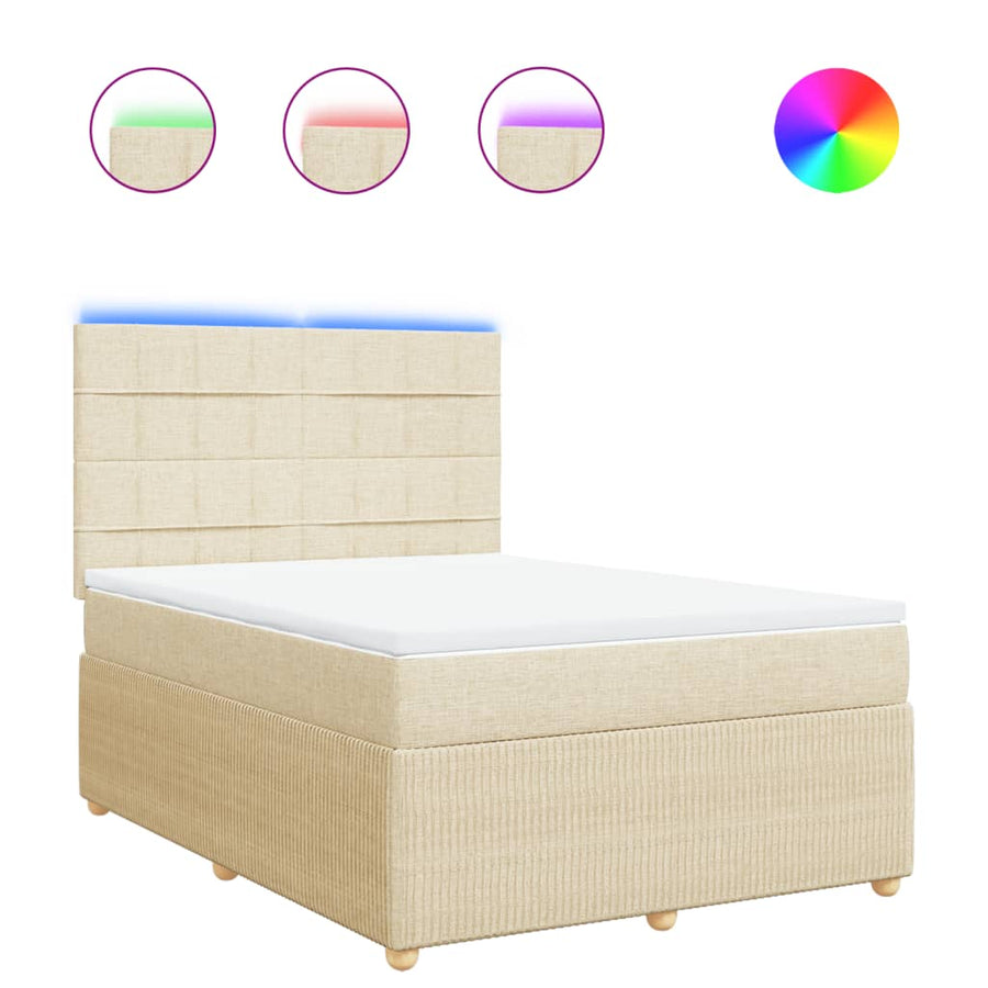 Boxspring met matras stof crèmekleurig 140x200 cm