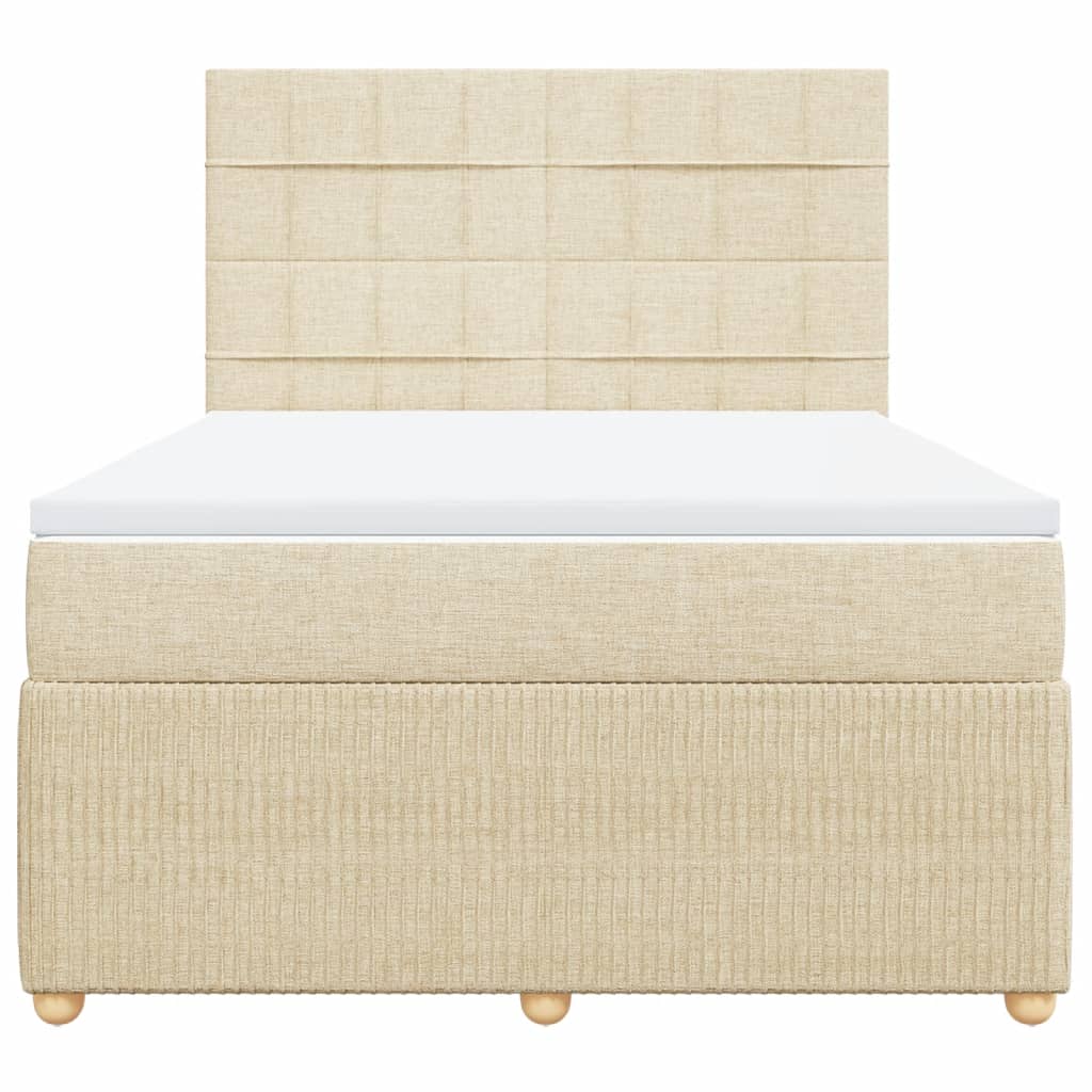 Boxspring met matras stof crèmekleurig 140x200 cm