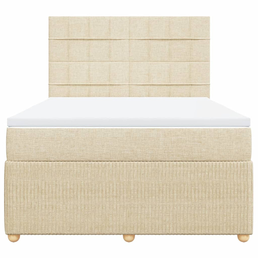 Boxspring met matras stof crèmekleurig 140x200 cm