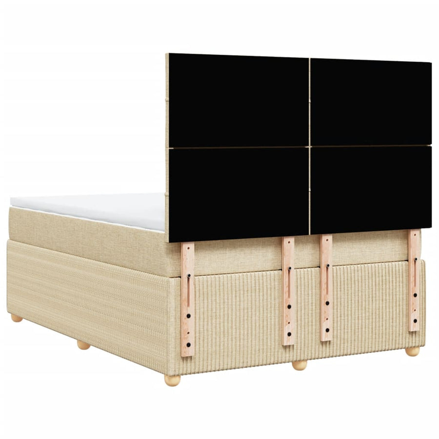 Boxspring met matras stof crèmekleurig 140x200 cm