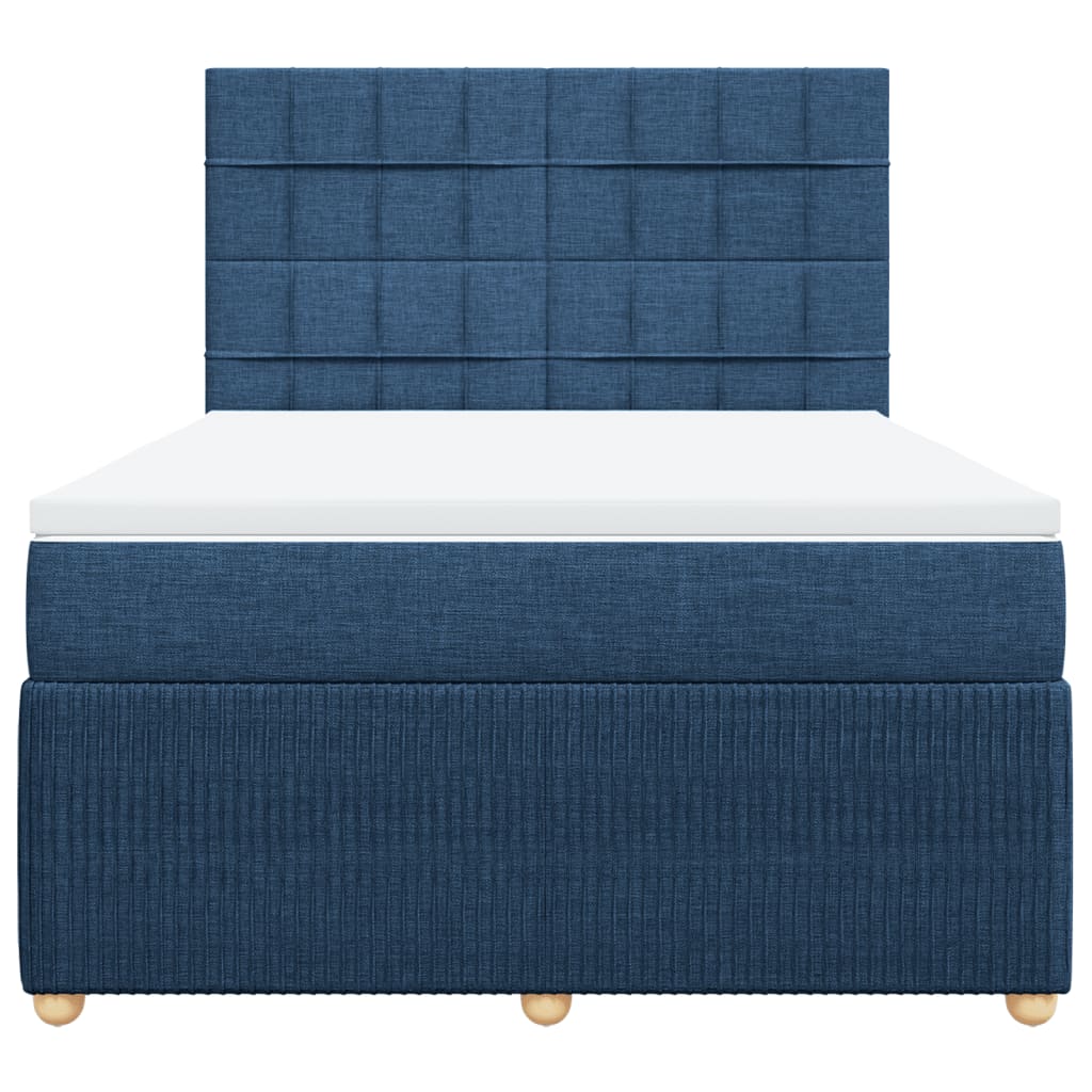 Boxspring met matras stof blauw 140x200 cm