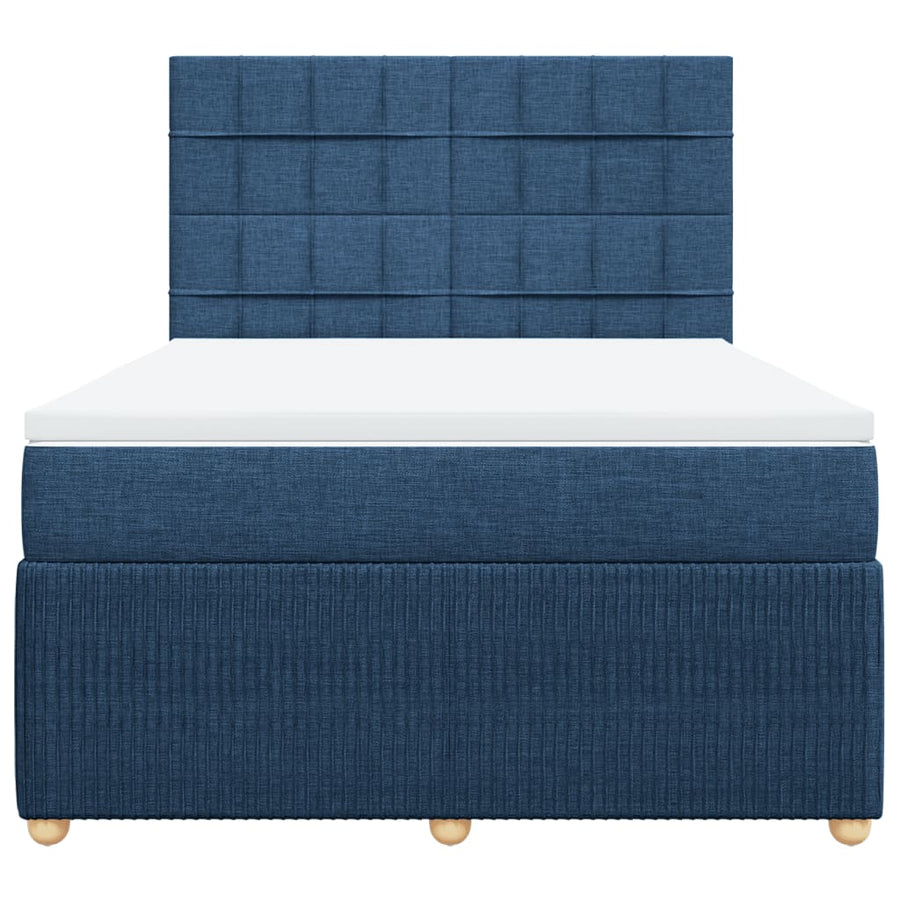 Boxspring met matras stof blauw 140x200 cm