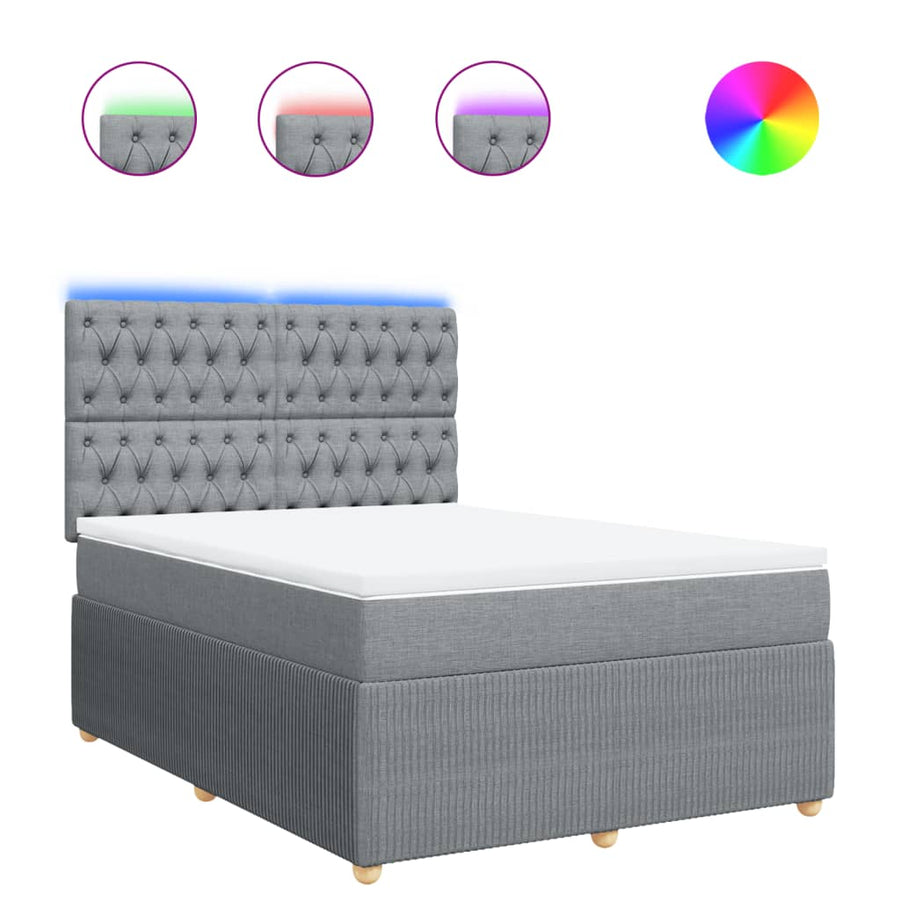 Boxspring met matras stof lichtgrijs 140x200 cm