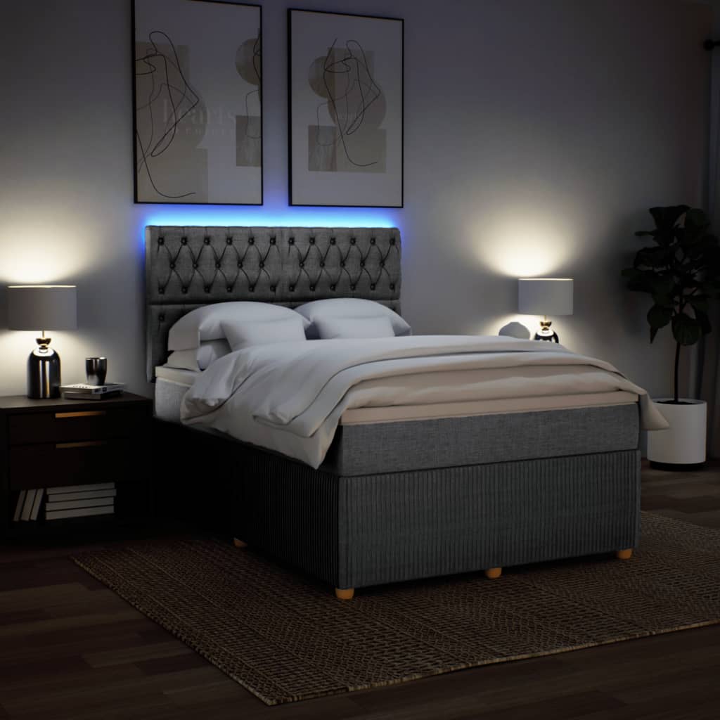 Boxspring met matras stof lichtgrijs 140x200 cm