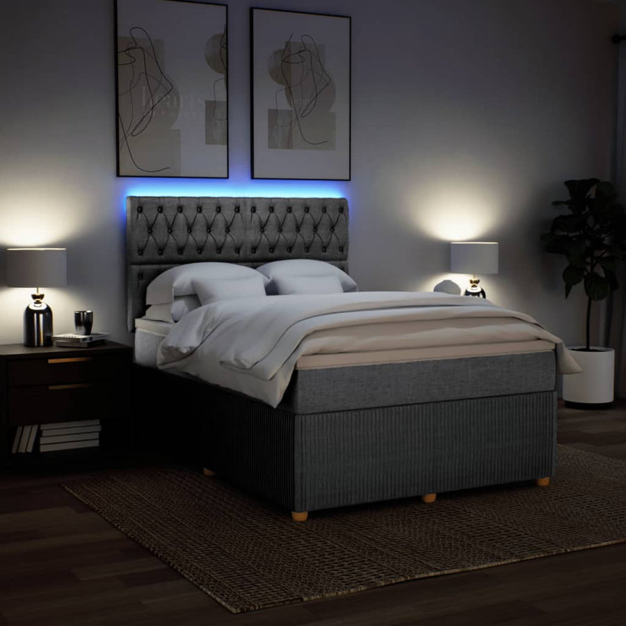 Boxspring met matras stof lichtgrijs 140x200 cm