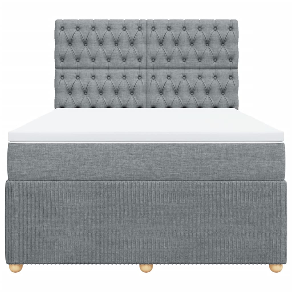 Boxspring met matras stof lichtgrijs 140x200 cm