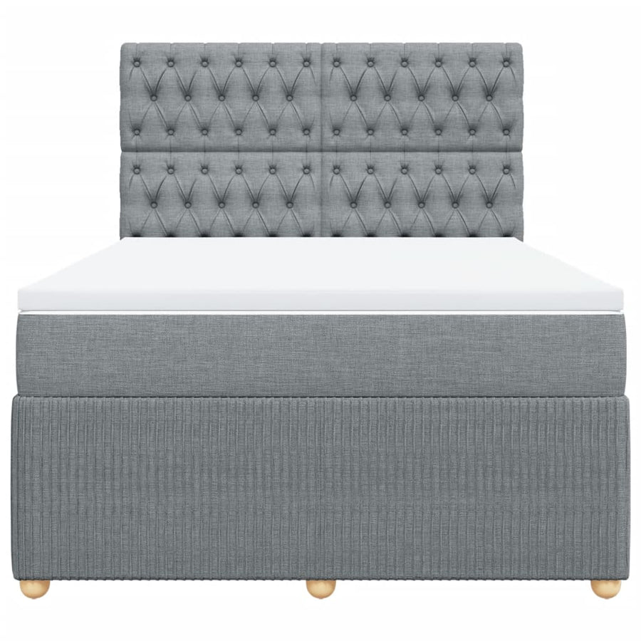 Boxspring met matras stof lichtgrijs 140x200 cm