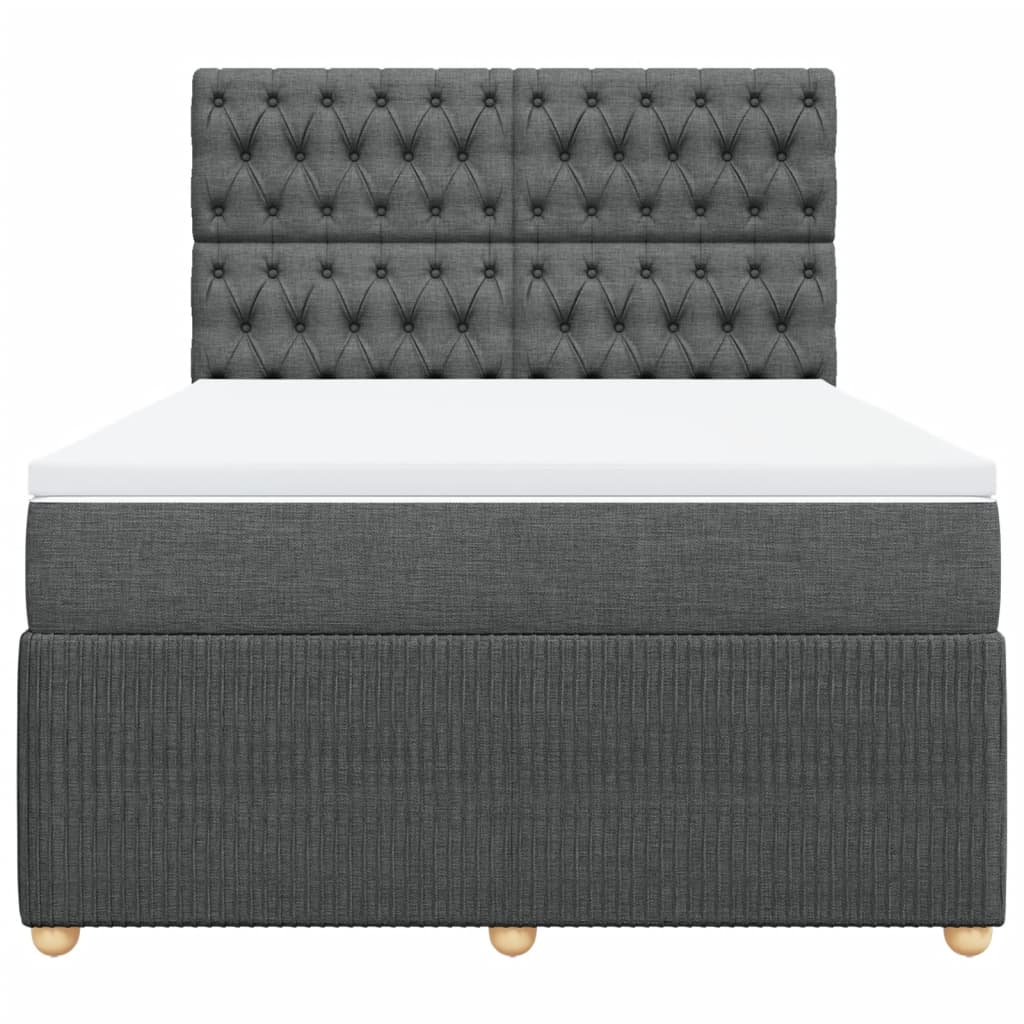Boxspring met matras stof donkergrijs 140x200 cm