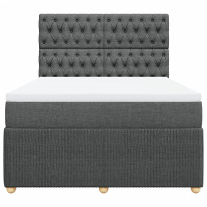 Boxspring met matras stof donkergrijs 140x200 cm