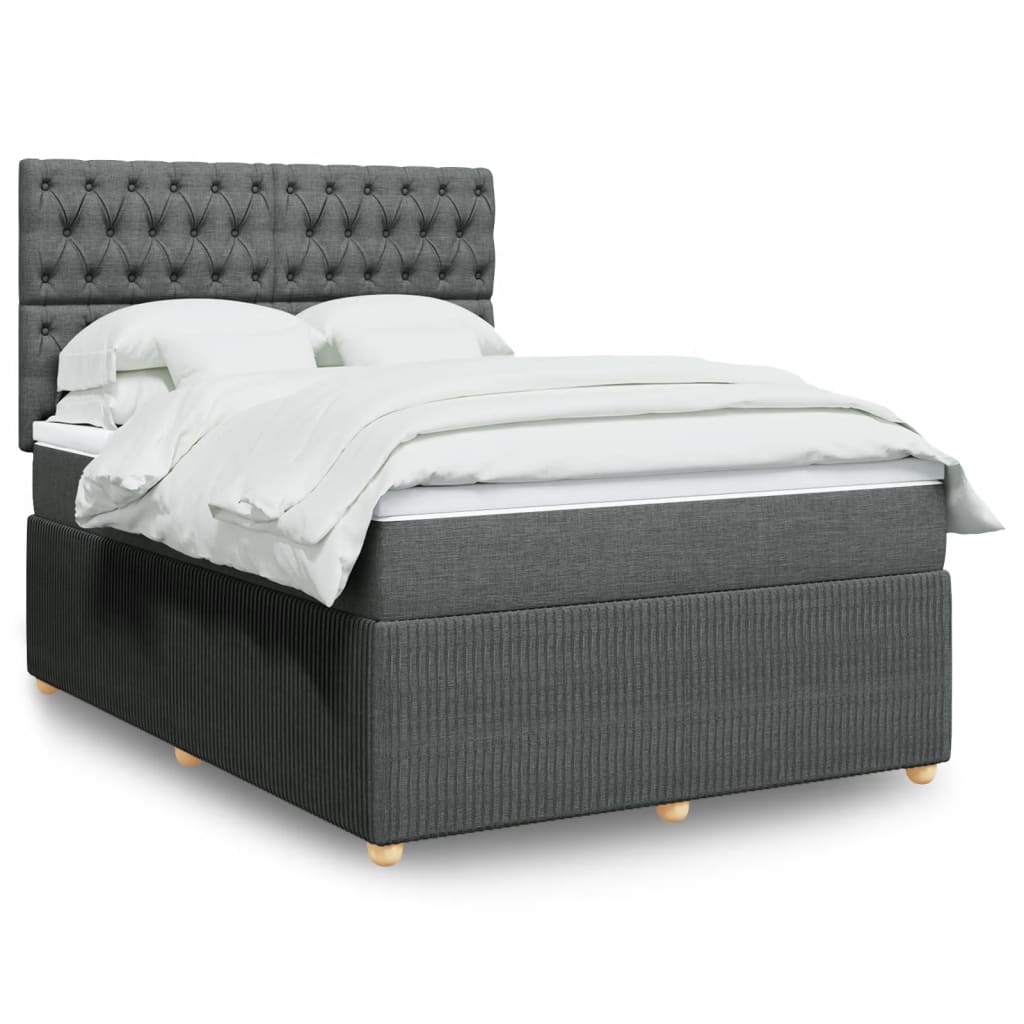 Boxspring met matras stof donkergrijs 140x200 cm
