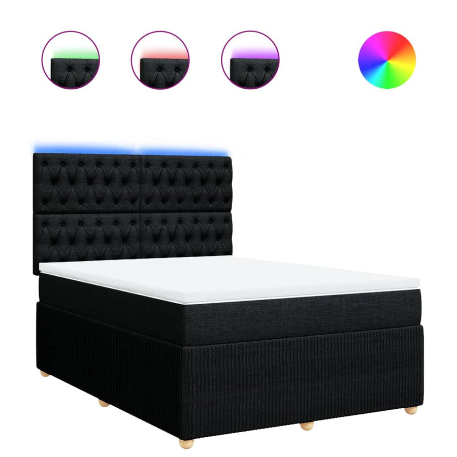 Boxspring met matras stof zwart 140x200 cm