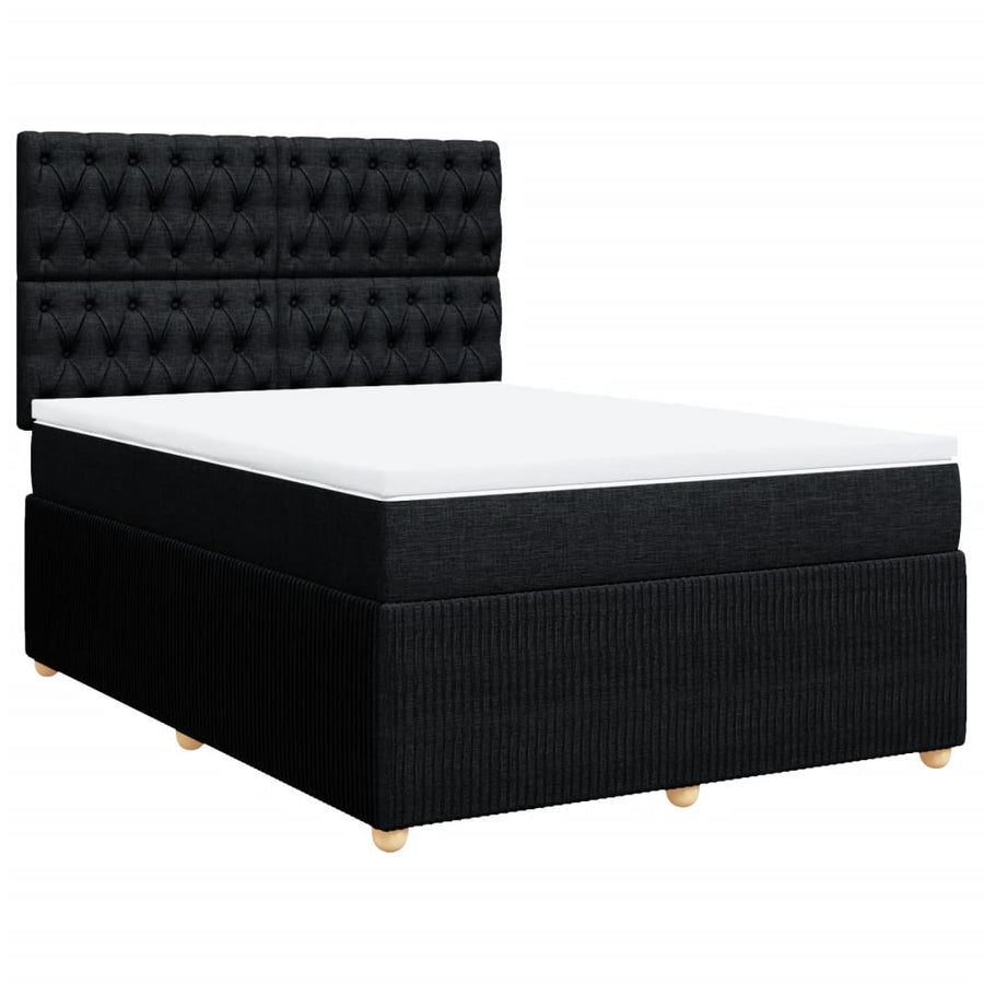 Boxspring met matras stof zwart 140x200 cm