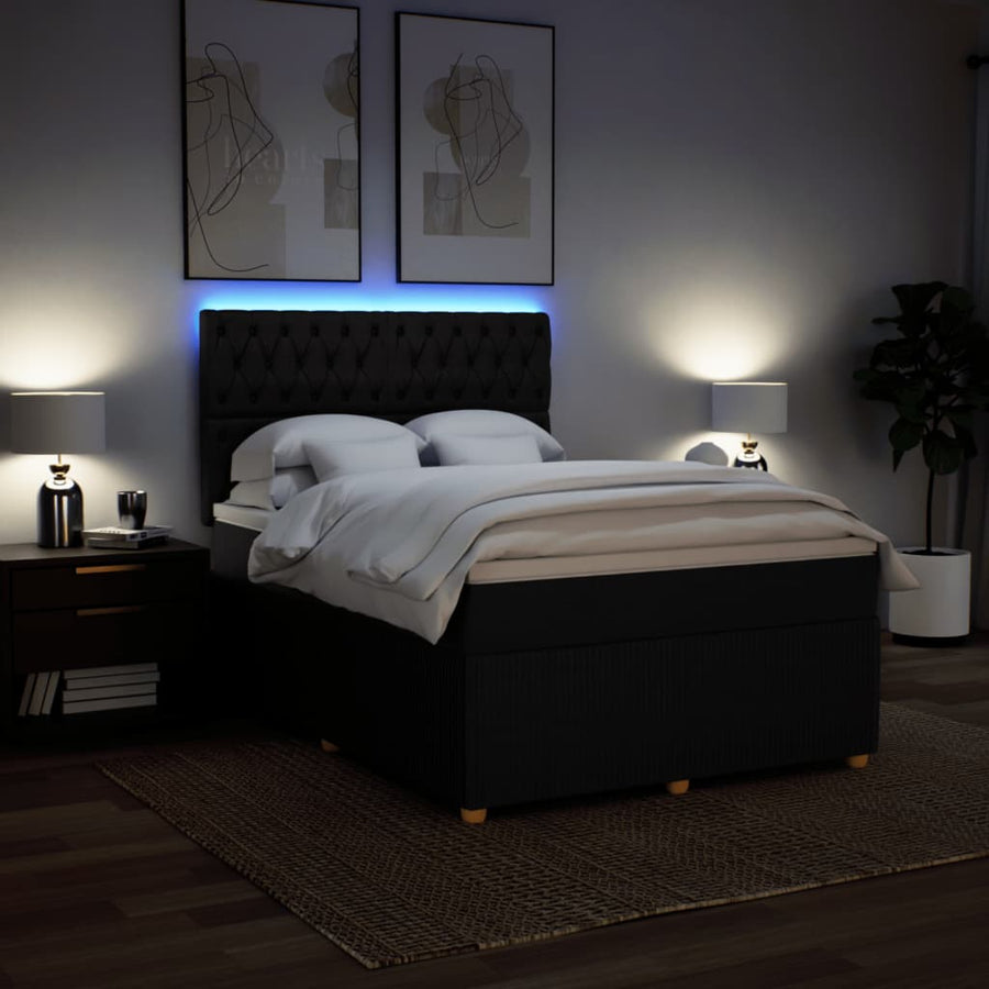 Boxspring met matras stof zwart 140x200 cm