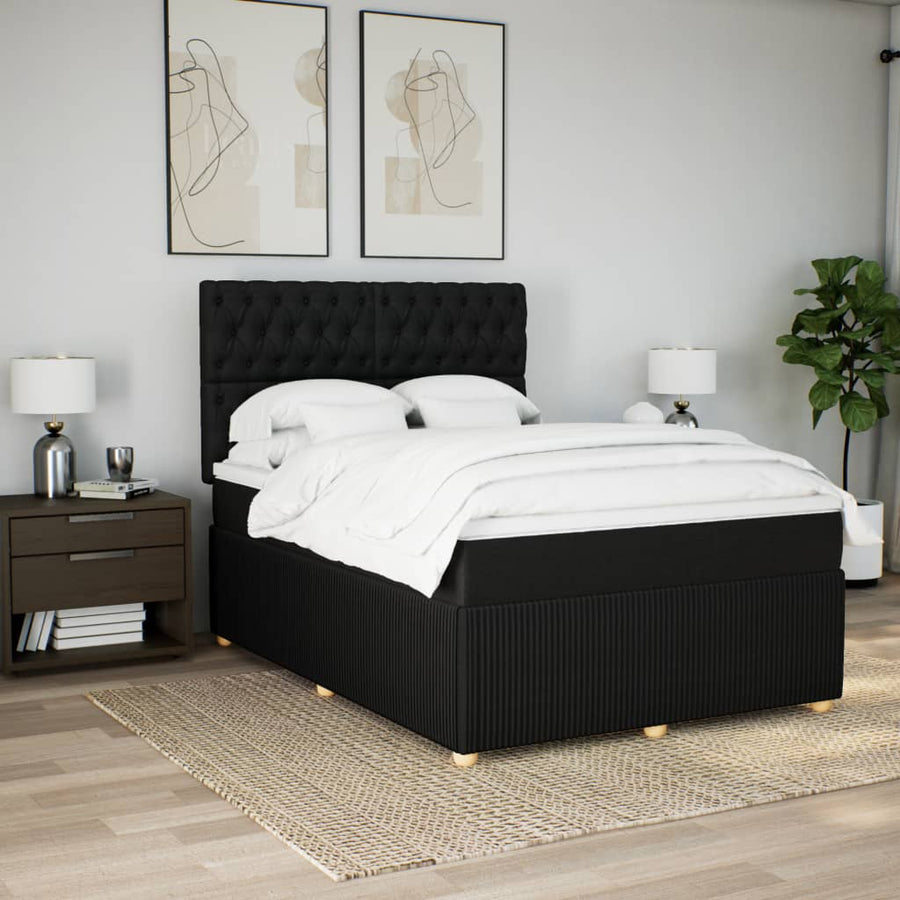Boxspring met matras stof zwart 140x200 cm