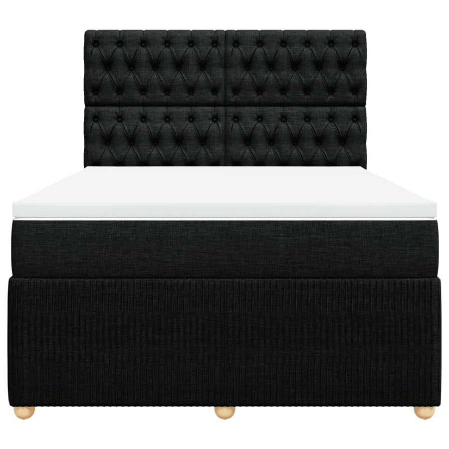 Boxspring met matras stof zwart 140x200 cm