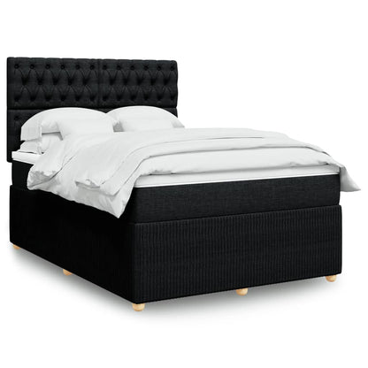 Boxspring met matras stof zwart 140x200 cm
