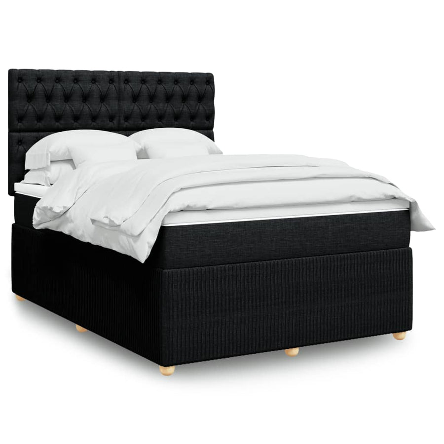 Boxspring met matras stof zwart 140x200 cm