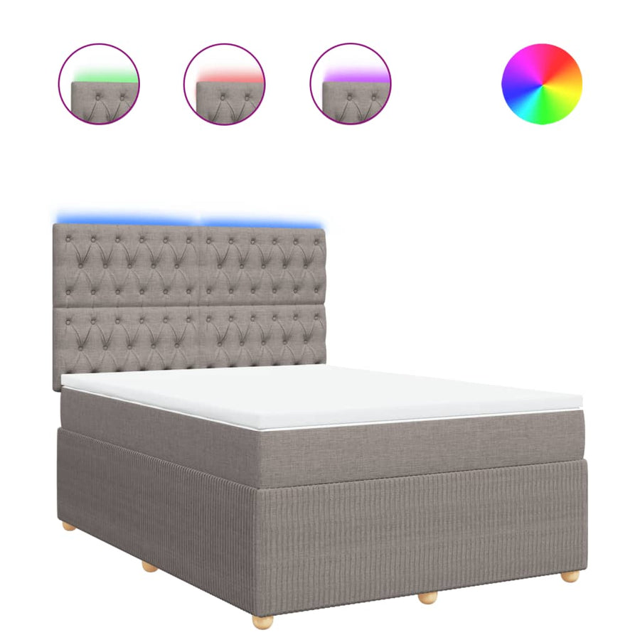 Boxspring met matras stof taupe 140x200 cm