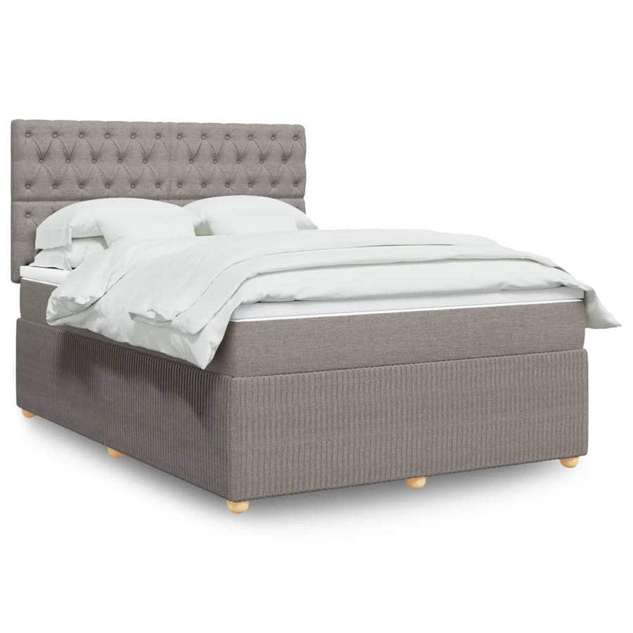 Boxspring met matras stof taupe 140x200 cm