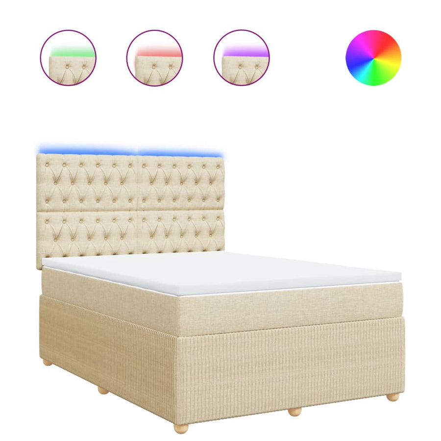 Boxspring met matras stof crèmekleurig 140x200 cm