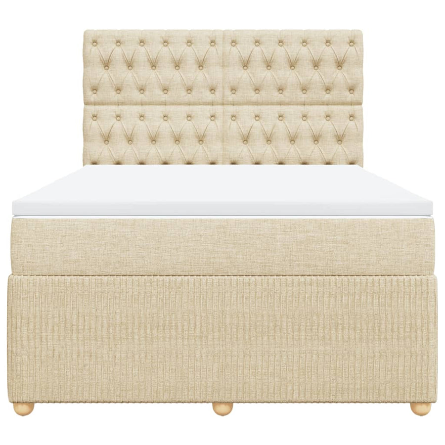 Boxspring met matras stof crèmekleurig 140x200 cm