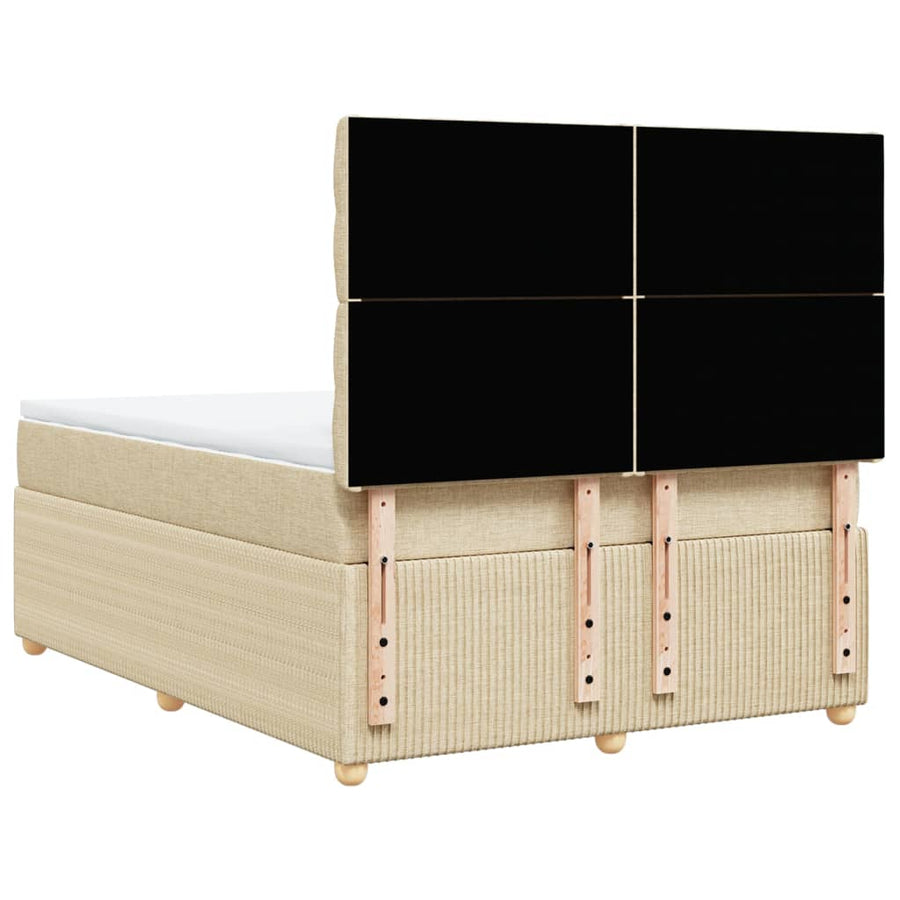 Boxspring met matras stof crèmekleurig 140x200 cm