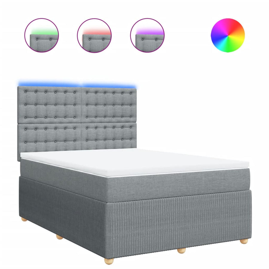 Boxspring met matras stof lichtgrijs 140x200 cm