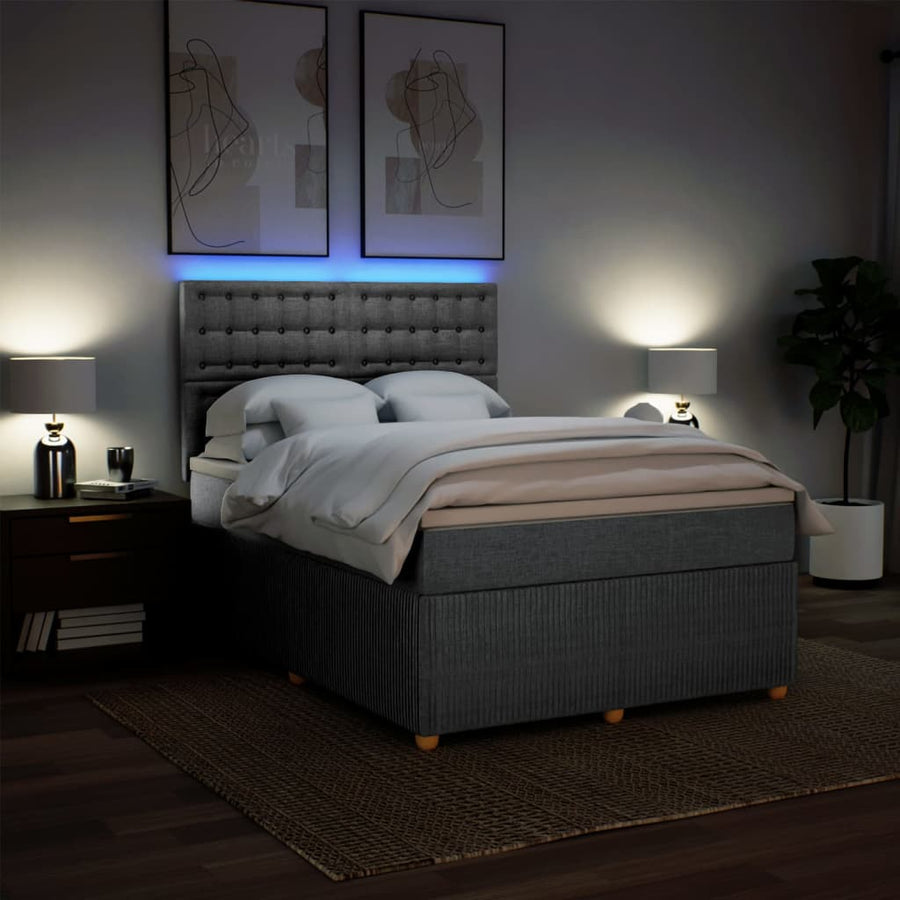 Boxspring met matras stof lichtgrijs 140x200 cm