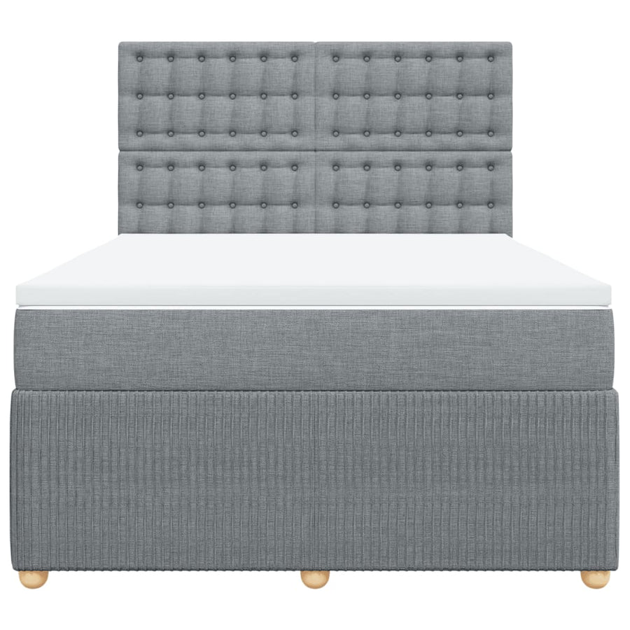 Boxspring met matras stof lichtgrijs 140x200 cm