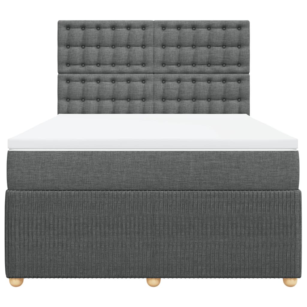 Boxspring met matras stof donkergrijs 140x200 cm