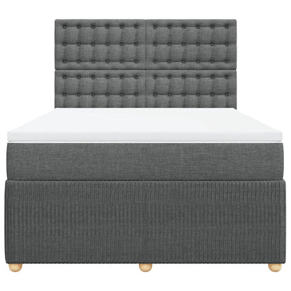 Boxspring met matras stof donkergrijs 140x200 cm
