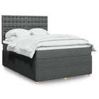 Dark grey fabric box spring with mattress 140x200 cm