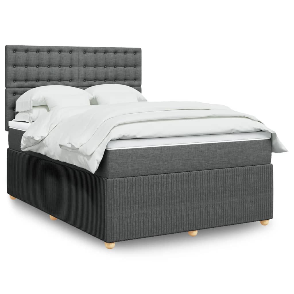 Boxspring met matras stof donkergrijs 140x200 cm