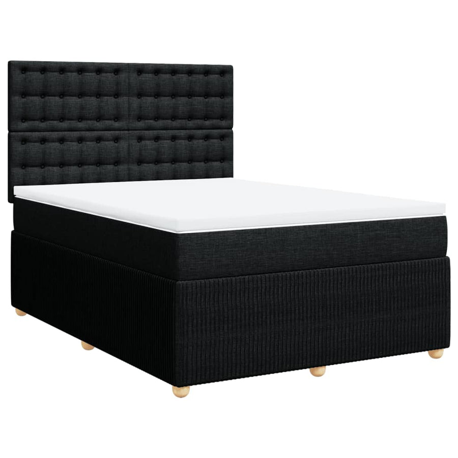 Boxspring met matras stof zwart 140x200 cm