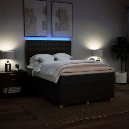 Boxspring met matras stof zwart 140x200 cm