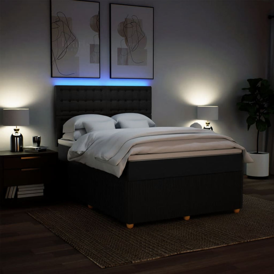 Boxspring met matras stof zwart 140x200 cm