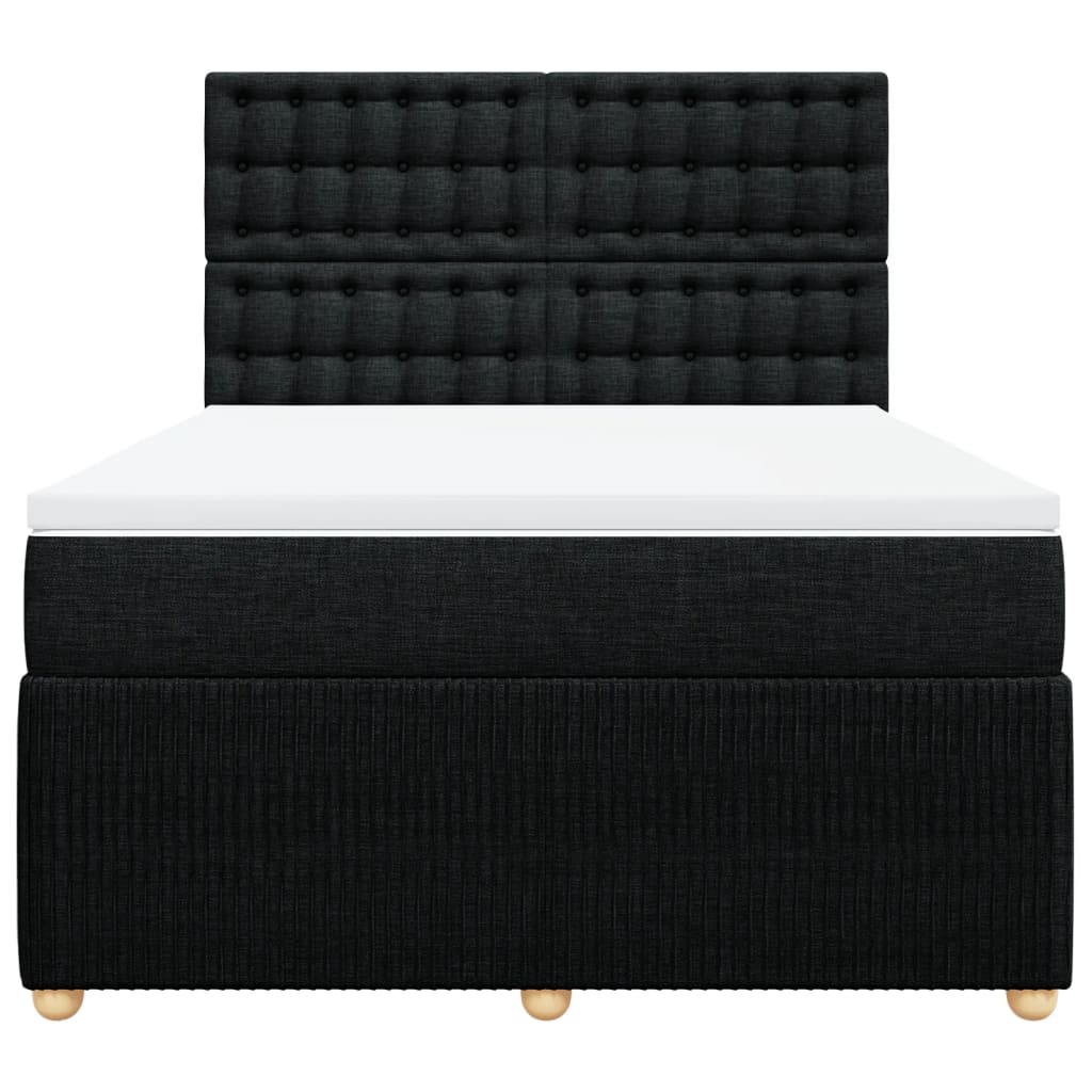 Boxspring met matras stof zwart 140x200 cm