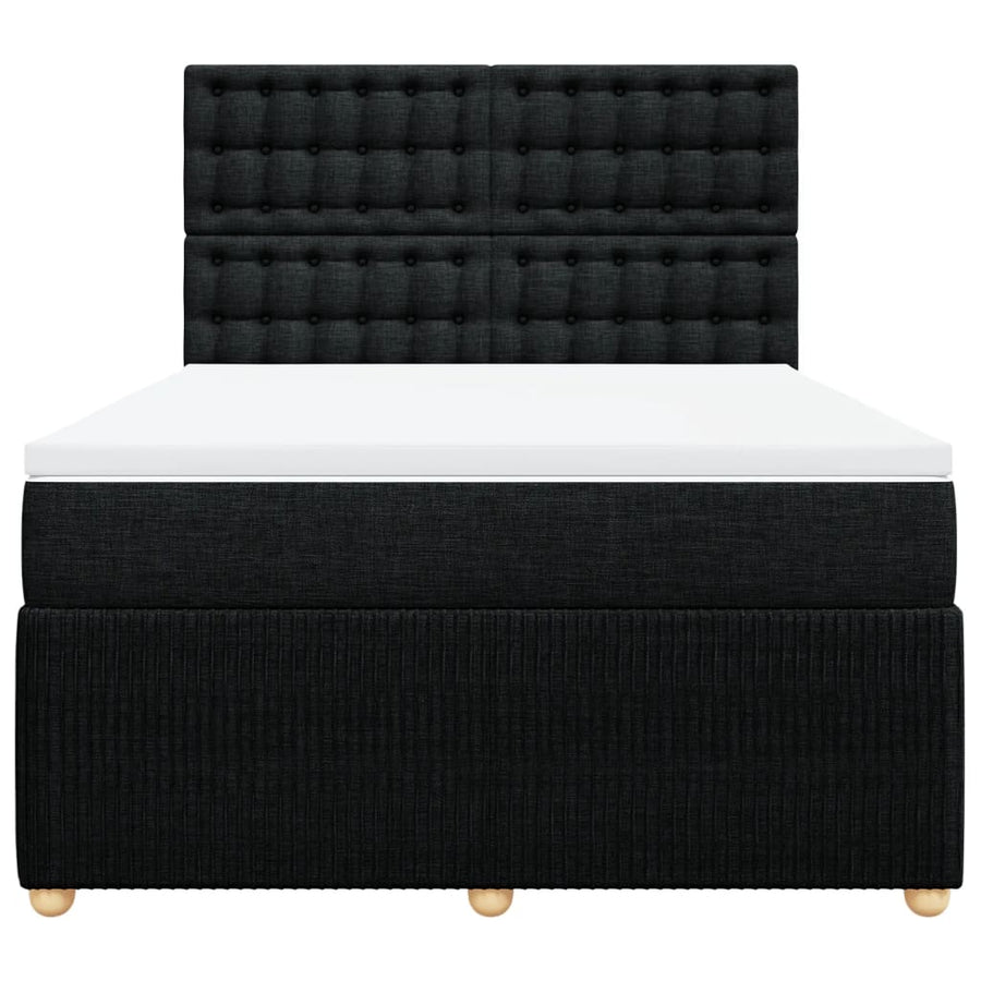 Boxspring met matras stof zwart 140x200 cm