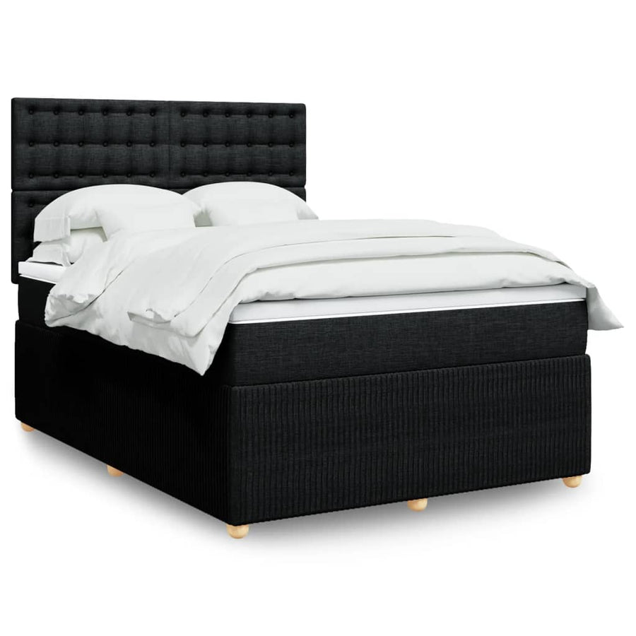 Boxspring met matras stof zwart 140x200 cm