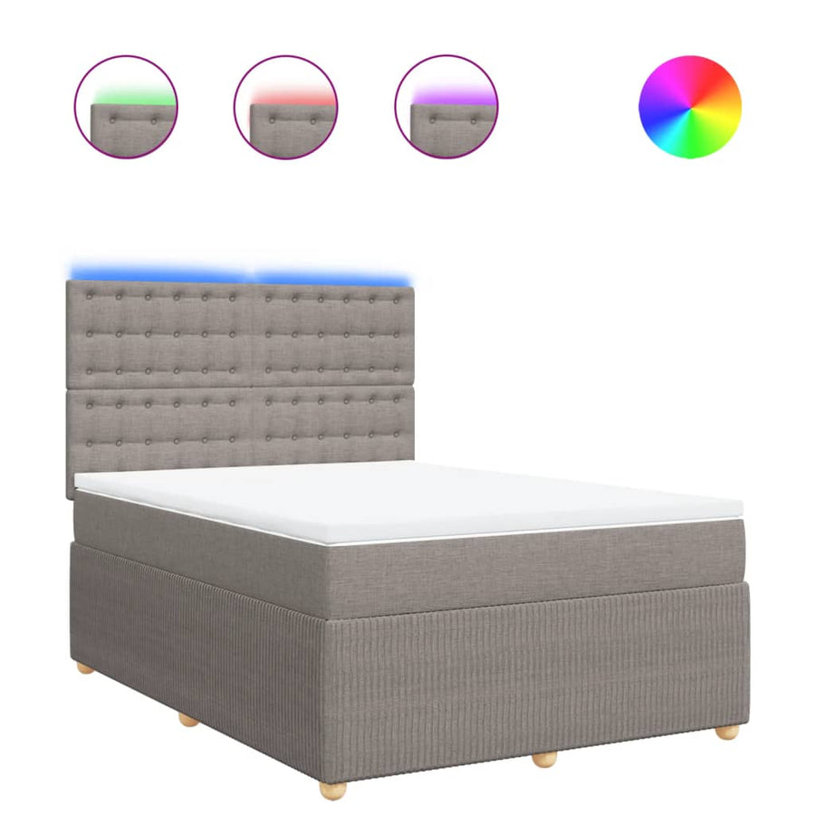 Boxspring met matras stof taupe 140x200 cm