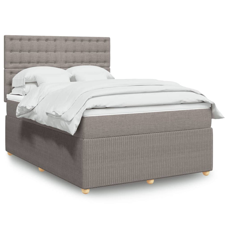 Boxspring met matras stof taupe 140x200 cm