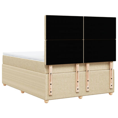Boxspring met matras stof crèmekleurig 140x200 cm