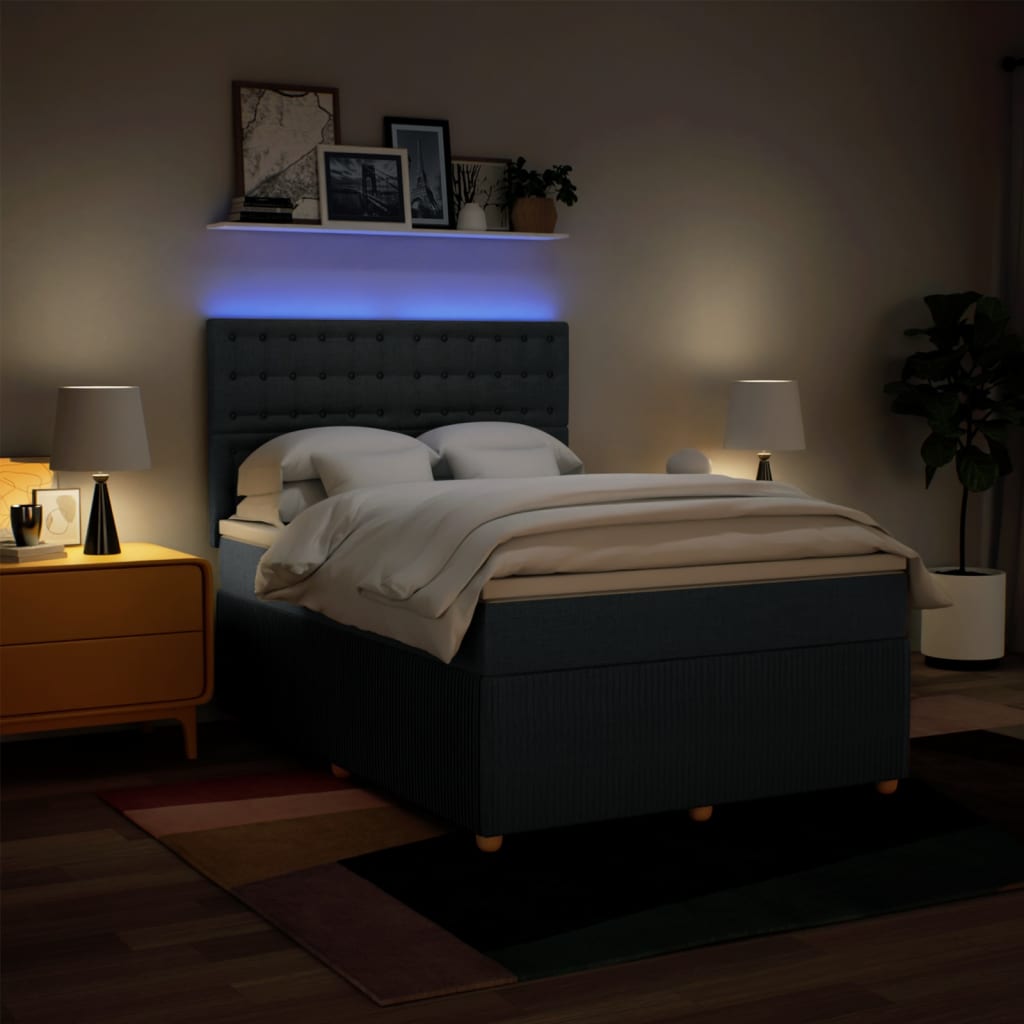 Boxspring met matras stof blauw 140x200 cm