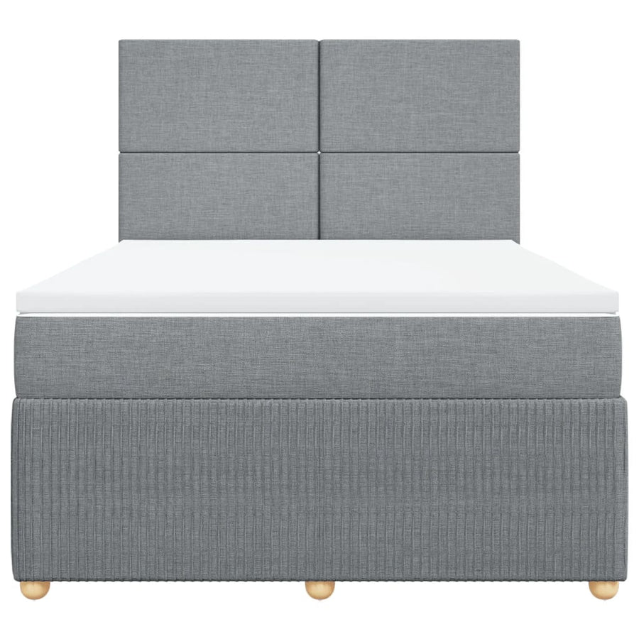 Boxspring met matras stof lichtgrijs 160x200 cm