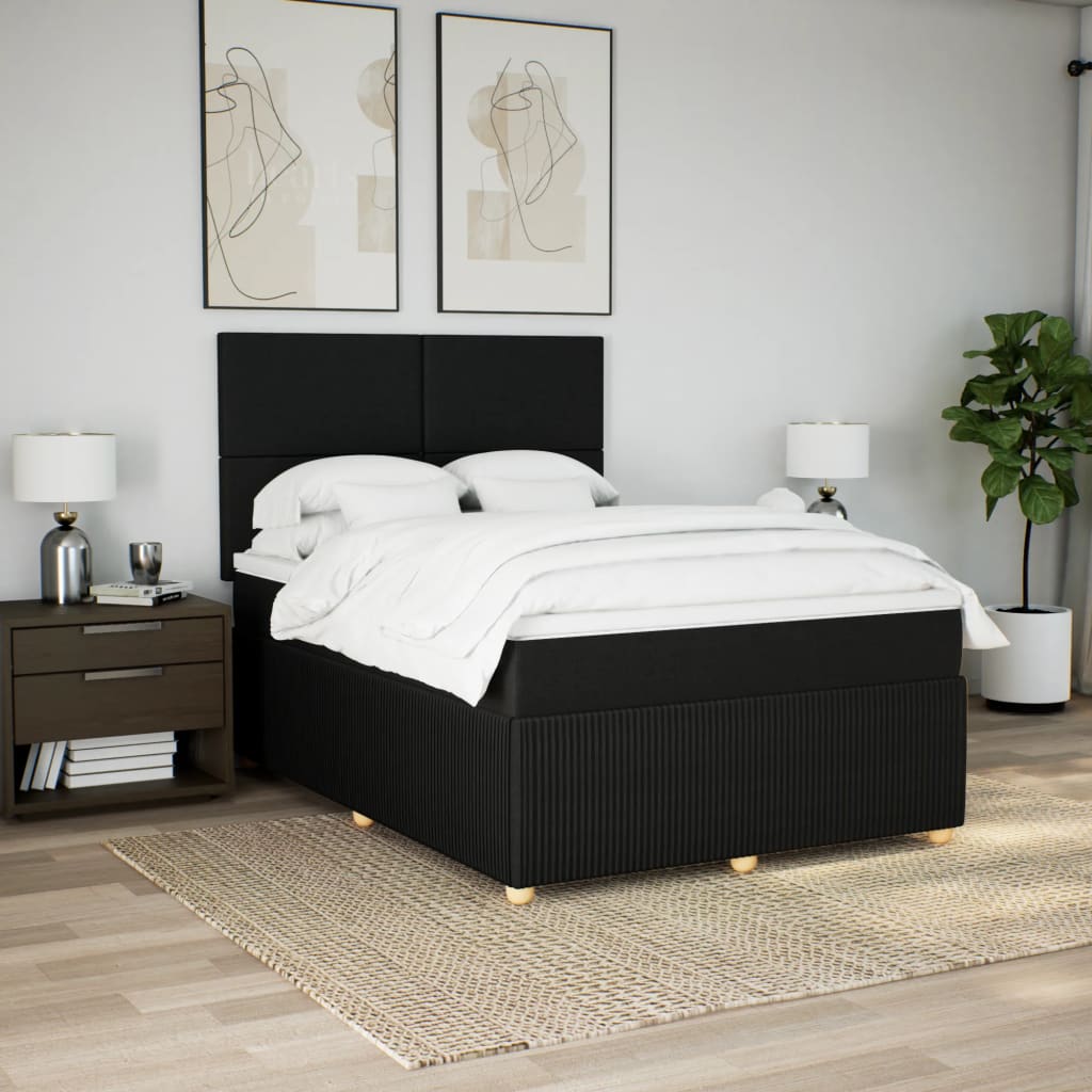 Boxspring met matras stof zwart 160x200 cm